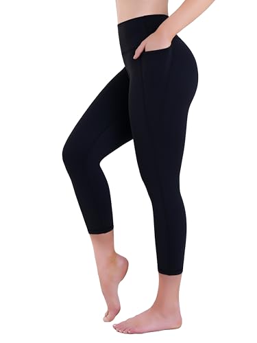 Sustainable Butt Lifting Capri Leggings with Pockets for Women, High Waisted No Front Seam Tummy Control Workout Yoga Pants