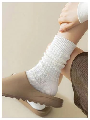 SHENHE Women's 1 Pair Knit Slouchy Breathable Solid Soft Mid Calf Slouch Crew Socks3