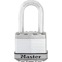 Candado Master Lock 410 MASTER LOCK Candado Alta Seguridad, Llaves, Acero Laminado, Exterior, Archo M, M1EURDLF - para Portales, Garages, Sótanos, Color Plateado, 45 mm