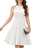 Bbonlinedress White Wedding Bride Cocktail Dress for Women Short Formal Bridal Shower Halter A-Line Prom Summer Dress Ivory L