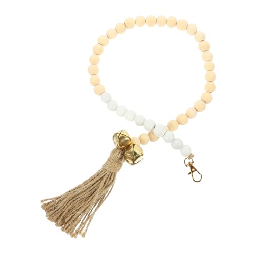 IMIKEYA Clochette Suspendue en Perles Blanches pour Chien, Pendentif de Sonnette de Porte Pratique en Matériau Synthétique, Design à Pression, Accessoire de Dressage et Décoration