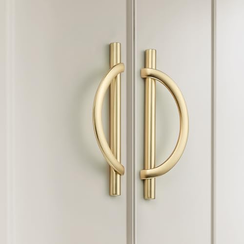 HOME EDIT Brushed Brass Cabinet Pulls, 5 Inch Hole Center, 128 mm, Curved Design Cabinet Handles for Kitchen,Cupboard, Drawer & Bathroom 10 Pack by HOME EDIT - Image 6
