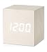 Produktbild Micar Digitaler Wecker aus Holz, USB/Batteriebetrieben, Schreibtischuhr Cube Uhr für Schlafzimmer, Kinder, Wohnzimmer, Küche mit Datumsanzeige, Temperaturanzeige (weiß)