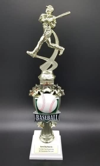 Same Day Awards Baseball Trophy Baseball Motion Trophy 14 Inches - Engraving Included (Baseball) Great for Individual Awards, Team Awards, MVP, Youth & Adult