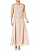 J Kara Women's Petite Long Beaded V Trim Detail Dress with Scarf, Blush/White/Silver, 14P
