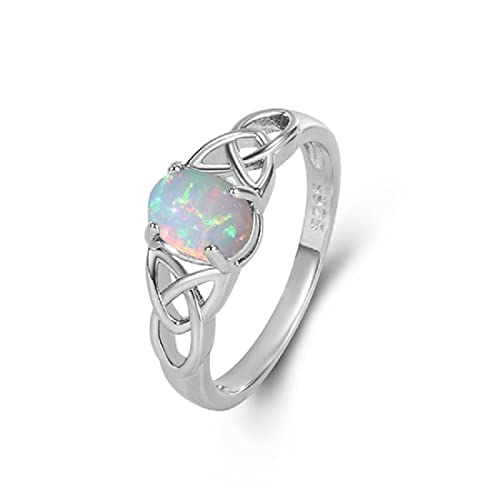 Bague opale de feu de qualité premium et argent celtique 925 pour femme