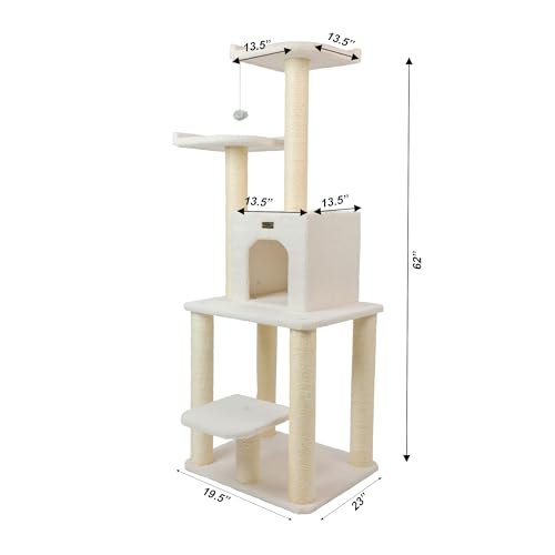 Armarkat 62-Inch Cat Tree, Model B6203, Ivory