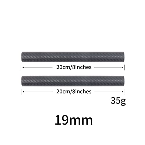 Image of FocusFoto 19mm Carbon Fiber Rods 20cm /8inch Length for 19mm Rod Rail Support System DSLR Camera Rig (Pack of 2)