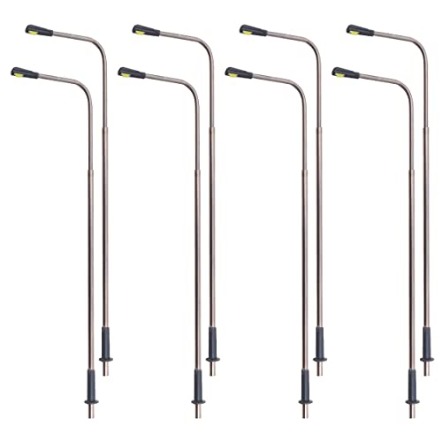 WANGCL 8PCS Model Railway Train Lamp Posts LED Street Light Lamps Metal Single-Headed Illuminated Street Light HO OO Scale