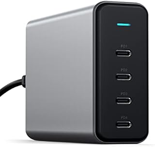 SATECHI 165W USB C 4-Port PD GaN Charger plug - Compatible with 2022 MacBook Pro/Air M2, 2021 MacBook Pro M1 Pro & Max, 2020 MacBook Air/Pro M1, 2021 iPad Pro M1, iPhone 14 Pro Max/14 Pro/14/14 Plus