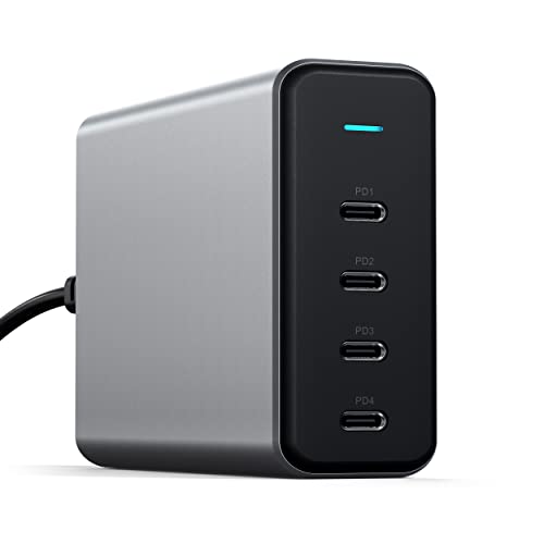 SATECHI 165W USB C 4-Port PD GaN Ladegerät – Kompatibel mit 2022 MacBook Pro/Air M2, 2021 MacBook Pro M1 Pro & Max, 2020 MacBook Air/Pro M1, 2021 iPad Pro M1, iPhone 14 Pro Max/14 Pro/14/14 Plus