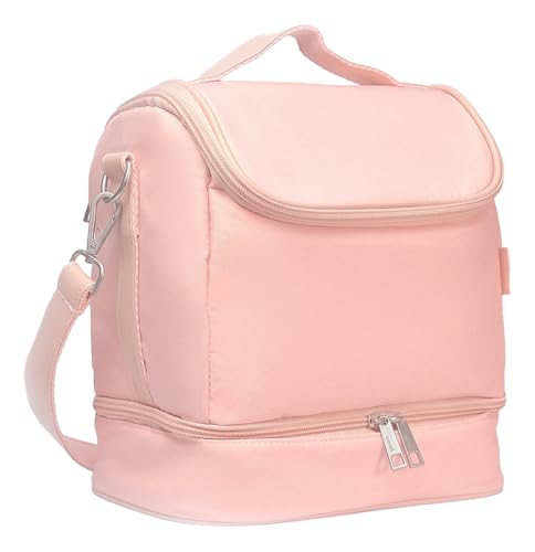 Gocase Bolsa Térmica com Compartimento Duplo, Rosa, Alça Ajustável, Isolamento Térmico, 23x25x25cm, 10 Litros