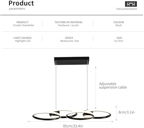 Lustre LED moderne télécommandé à intensité variable pour séjour - 7