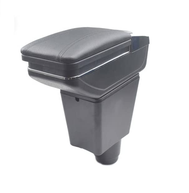 Bracciolo Auto per Dacia Logan 2010-2021 - Poggia braccio per Auto in Pelle Nera con Posacenere e Vano Portaoggetti
