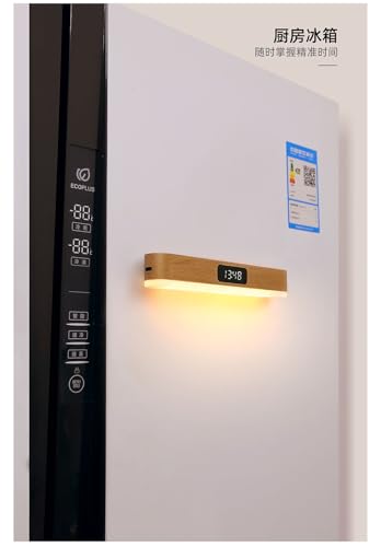Aplique de pared LED táctil con reloj digital y lámparas para dormitorio sin taladro 7