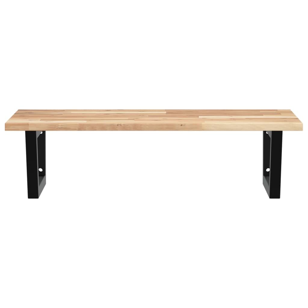 Estantería para lavabo de pared de acero y madera de acacia con soporte trapezoidal de 80 x 50 cm, soporta hasta 100 kg, ahorra espacio de baño para lavabo, accesorio con espacio de almacenamiento y