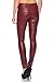 Produktbild BENK Damen Leder Optik Hose Legging Leggins Wetlook Lack Jeans Jegging (Rot, 40)