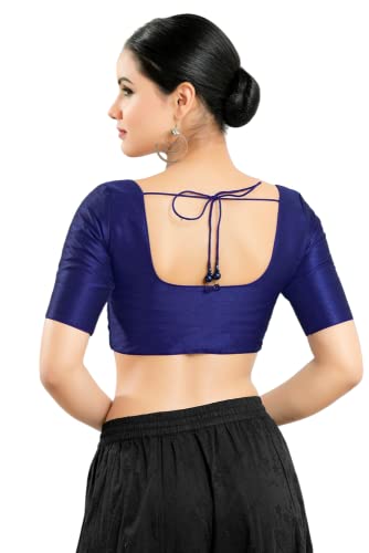 Image of Vamas Women's Silk Padded Self Design Half Sleeve Readymade Saree Blouse (X-766.N)