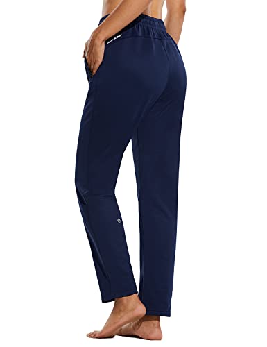 Baleaf Women's Fleece Lined Pants Winter Sweatpants With Zipper Pockets Running Hiking Lounge Navy S #TOP10