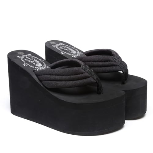 Geerta Dressy Wedge Sandals for Women | Cute Non Slip Casual House Platform Slippers | Cute Slip on Thong Shower Slides | Suitable for Beach Pool Spa Cruise Vacation