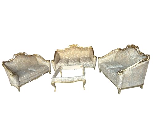 Image of Wooden 7 Seater Sofa Set, Solid Wood Hand-Carved Sofa 3+2+2 Traditional Design Furniture for Living Room, Home, Office