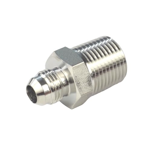 Image of HFS(R) 1 /2 inch NPT Male to 3 /8 inch JIC Male Adapter Flared Tube Fitting Pipe Connector Stainless Steel 304