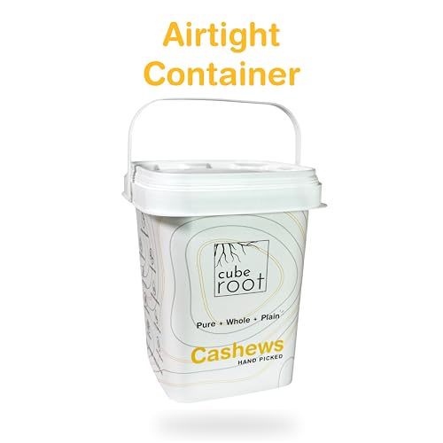 Image of Cube Root Whole Cashew Nuts 1kg (1000g), W320 Grade (Medium size), Airtight Container, Dry Fruits