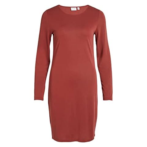 Vestido Vila Vimodala O-Cuello L/S Midi Dress/Su-Noos, Fired Brick, XS Cover