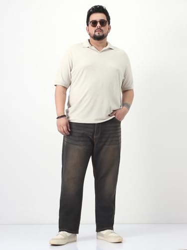 Image of Urbano Plus Men's Straight Fit Heavy Washed Jeans Stretchable