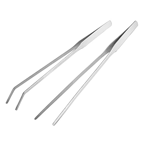 2-teiliges Aquarium Pinzetten Set 30cm - Rostfreier Stahl Gerade & Gebogen