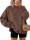 Trendy Queen Sweatshirts for Women Hoodies Oversized Crewneck Tops Sweaters Comfy Fall Winter Outfits Clothes 2026 Fashion Brown XL