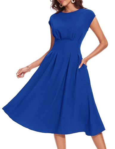 Image of Wedtrend 1940s Dress for Women 1950s Retro Dress Midi Cocktail Wedding Guest Dresses for Women Vintage Dress with Pockets
