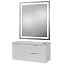 White Cabinet, White Stone Top, Gold Handles, 30” X 36” Led Rectangle Mirror
