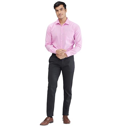 Image of Park Avenue Men's Slim Fit Structure Pattern Cotton Polyester Blend Semi Cutaway Collar Full Sleeve Formal Shirt