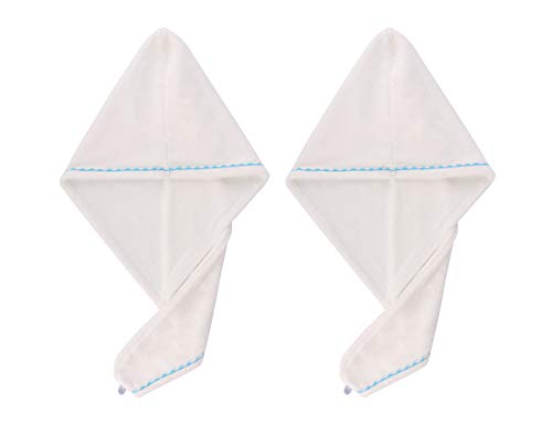Yebeauty Hair Wrap Towels, 2pcs Microfiber Hair-Drying Towel for Quick Dry Hair Wrap Hair Cap -White