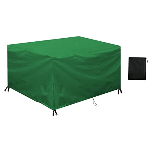 Wasserdichte Abdeckung für Gartenmöbel, 150 x 130 x 90 cm, winddicht und UV-beständig, 420D-Oxford-Gewebe, rechteckig, Terrassentisch und Rattan-Sitzgruppe