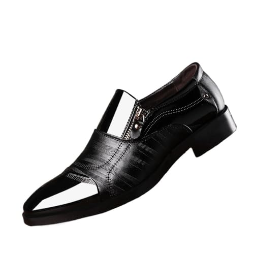 Large Size Men's Business Leather Shoes Pointed Toe Men's Shoes Slip on Casual Shoes Oxfords(Brown,46)3