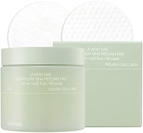 celimax Ji.Woo.Gae Heartleaf BHA Peeling Pad, Smooth but Effective Facial Exfoliating Toner Pad, 60pads