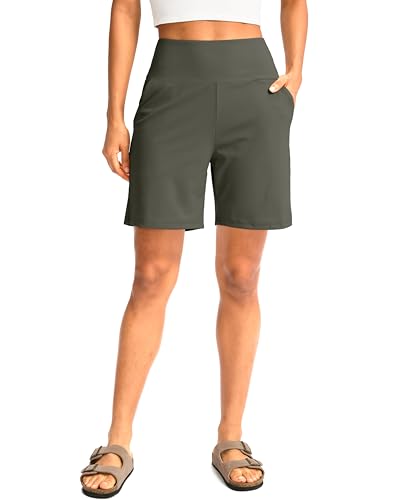 G Gradual Women's 9"/7"/5" Bermuda Athletic Long Shorts with 2 Pockets(Grey Sage-L7,3XL) — view 3