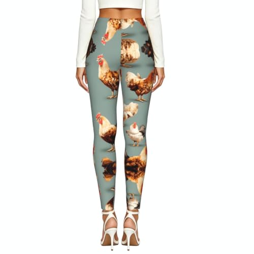 Leggings de compresión suaves con estampado de pollo mujer mallas antideslizantes 3