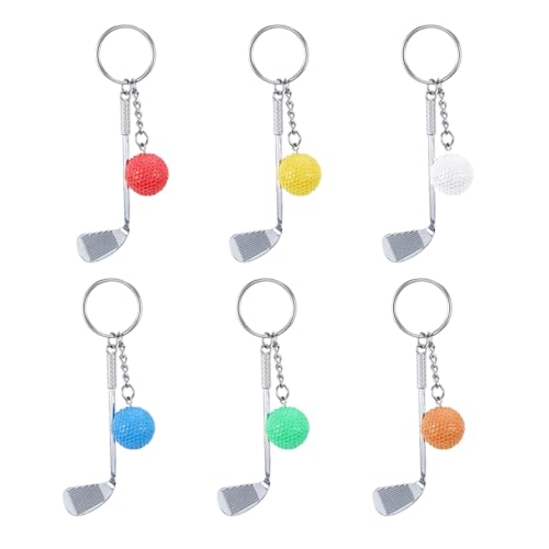 NOIAFZY 6 llaveros de golf de estilo deportivo, ideal para los amantes del golf, Blanco, key rings/chains