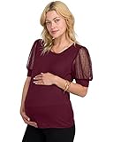 Mesh Sleeve Maternity Top with Stretch - Maternity Blouses - Maternity Work Clothes