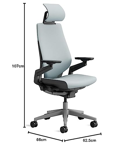 Image of Steelcase Gesture Ergonomic Office Chair with 360 Armrests, 3D Live Back Lumbar Support, Adjustable Headrest Storm Horizon, 66 x 62.5 x 107 cm