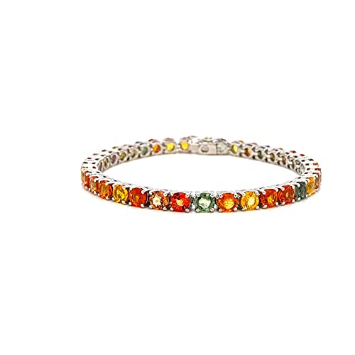 Multi Sapphire Bracelet For Women/Girls In .925 Sterling Silver Birthstone Bracelets, Gift For Mom/Girlfriend/, Birthday Gifts #TOP2