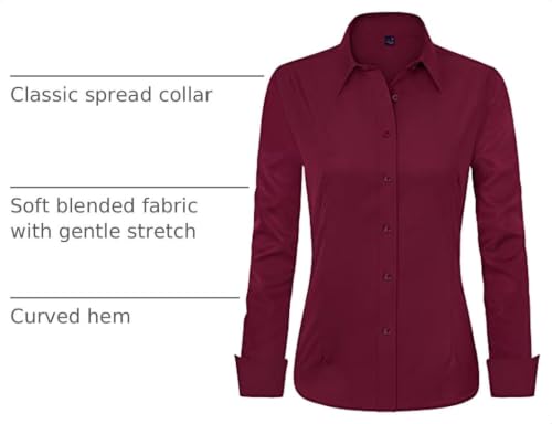 Image of J.VER Womens Dress Shirts Long Sleeve Button Down Shirt Wrinkle-Free Business Casual Blouse Office Work Tops