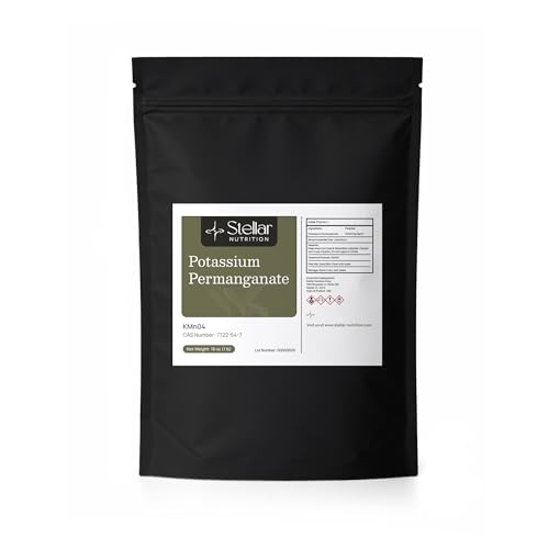 Stellar Nutrition Potassium Permanganate Powder (KMnO4) Reagent Grade High Purity | Water Treatment Oxidation Aquarium | Free-Flowing Purple Crystals | 16 oz (454 Grams)