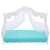 TOYANDONA Cama Individual en Miniatura para Casa de Muñecas 30 Cm, Muebles Dormitorio de Plástico Azul, Accesorios de Dormitorio para Muñecas, Diseño DIY Portátil para Juego Infantil