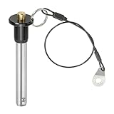 PATIKIL Schnellspannstift 1/2 x 2,36, Kugelarretierungsstift 304 Edelstahl Schnellspann Sicherheitspositionierungsstifte mit Druckknopf 25 cm Sicherheitsseil (12 x 60mm)