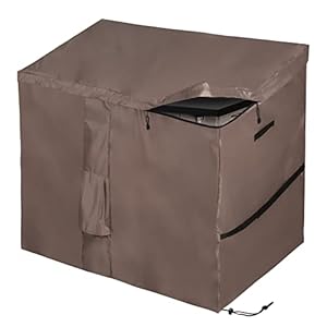 OZKURT Waterdichte tuinhuishoes, outdoor opbergboxhoezen met snelopenende hellingtop compatibel met Store It Out-serie, 420D Oxford bruin (135 x 75 x 114 cm)