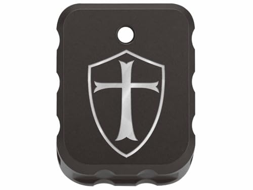 NDZ Performance Brass Magazine Base Plate for Canik TP9 – Armor Black Cerakote Finish – Laser Engraved – Fits TP9SF, TP9SFX, TP9 Elite SC – Silver Fill – Knights Templar Shield